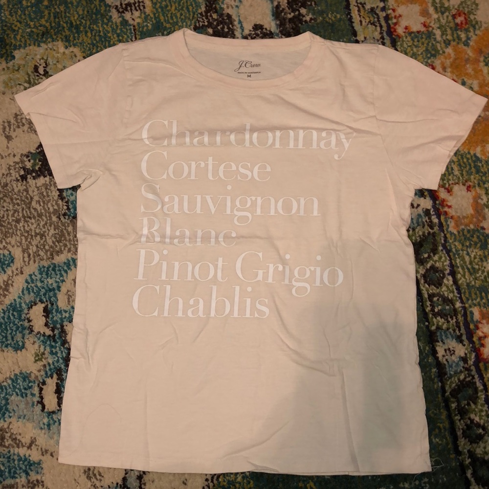 Sz M JCrew white wines T-shirt warm once